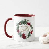 HOLLY Burgundy Winter Floral Frohe Weihnachten
