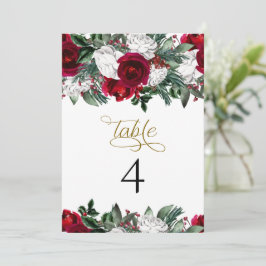 HOLLY Burgundy Winter Tischnummer Cards