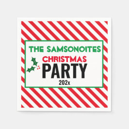 Holly Candy Cane Fun Christmas Party Custom Napkin Serviette