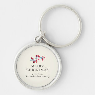 Holly Cherry Frohe Weihnachtsfamilie Personalisier Schlüsselanhänger