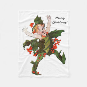 Holly Christmas Blume Kind Niedlich Funny Floral Fleecedecke