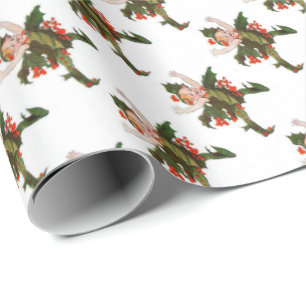 Holly Christmas Blume Kind Niedlich Funny Floral Geschenkpapier