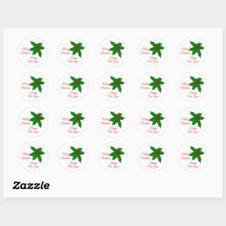 Holly Christmas Classic Round Sticker