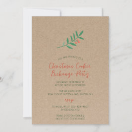 Holly Christmas Cookie Exchange Kraft Party Einladung