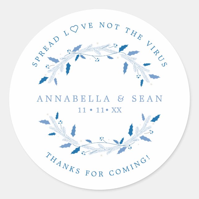 Holly Christmas Custom Wreath Wedding Sanitizer Runder Aufkleber (Vorderseite)