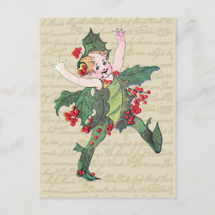 Holly Christmas Fairy Feiertagspostkarte