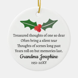 Holly Christmas Memorial Personalisiertes Foto Keramik Ornament