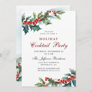 Holly Christmas Mistletoe Holiday Coattail Party Einladung