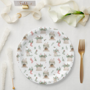 Holly Christmas Pattern Pappteller