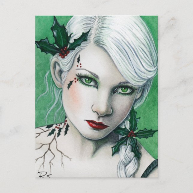 Holly Christmas Postcard Feiertagspostkarte (Vorderseite)