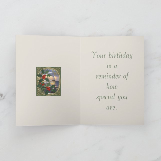 Holly Christmas Red Berry Decorative Holiday Desig Karte (Innenseite)