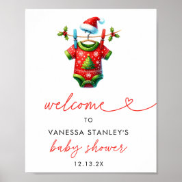 Holly Christmas Santa Baby Dusche Begrüßungszeiche Poster