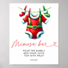 Holly Christmas Santa Baby Dusche Mimosa Bar Poster