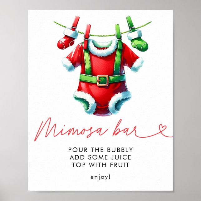 Holly Christmas Santa Baby Dusche Mimosa Bar Poster (Vorne)