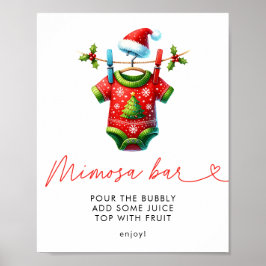 Holly Christmas Santa Baby Dusche Mimosa Bar Poster