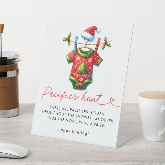 Holly Christmas Santa Baby Shower Schnuller Hunt Sockelschild (In SItu)