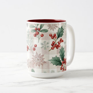 Holly Christmas Snow Watercolor Zweifarbige Tasse