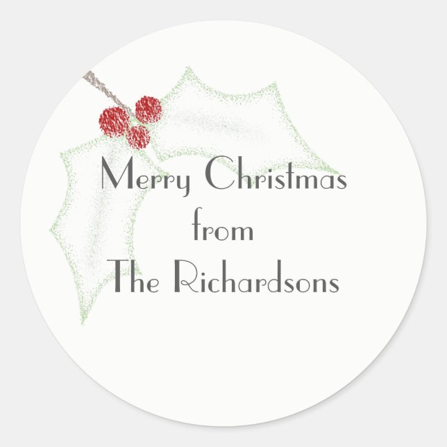 Holly Christmas Sticker (Vorderseite)
