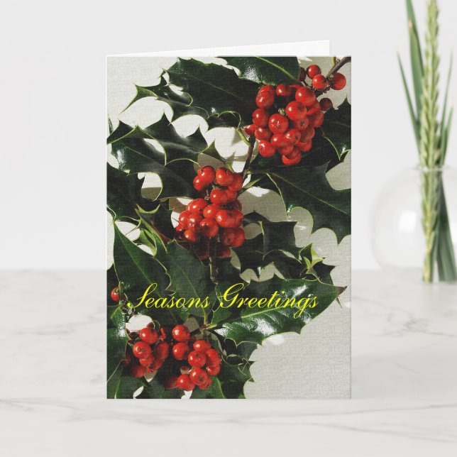 Holly Christmas Template Feiertagskarte (Vorderseite)