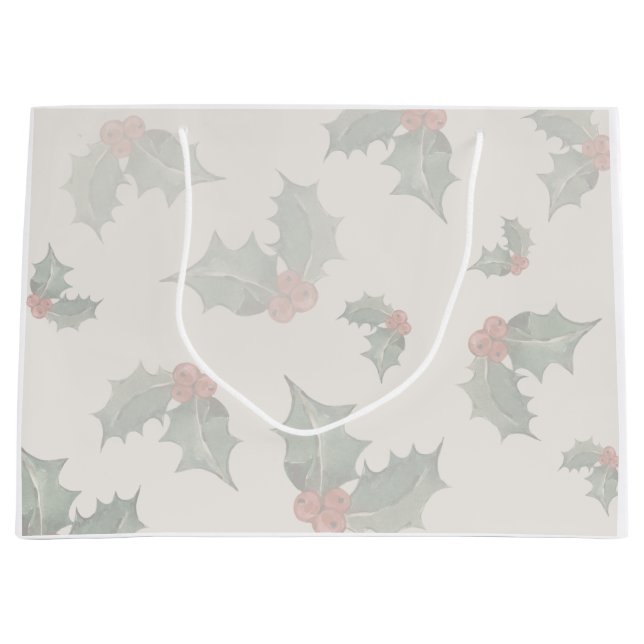 Holly Christmas Vintage Birthday Große Geschenktüte (Vorderseite)