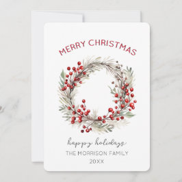 Holly Christmas Wreath Card Feiertagskarte