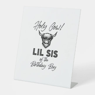 Holly Cow Lil Sis of the Birthday Boy Highland Cow Sockelschild