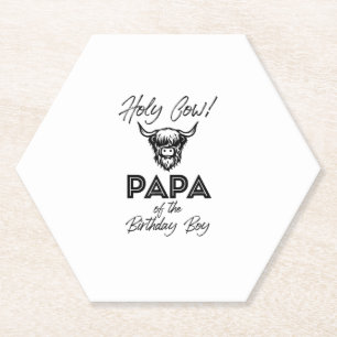 Holly Cow Papa of the Birthday Boy Highland Cow 1s Untersetzer
