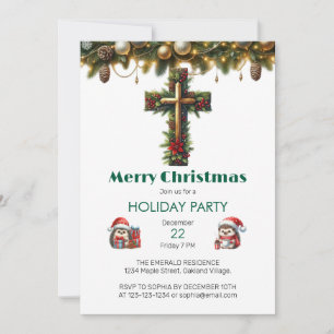 Holly Cross mit Evergreen Christmas Einladung