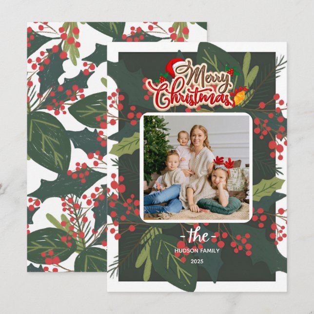Holly Days | Frohe Weihnachten Foto (Vorne/Hinten)