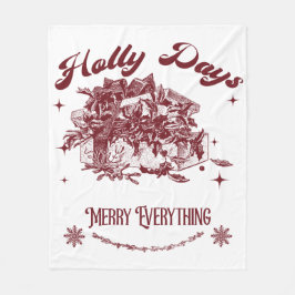 Holly Days Vintage Christmas Fleecedecke