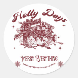 Holly Days Vintage Christmas Runder Aufkleber