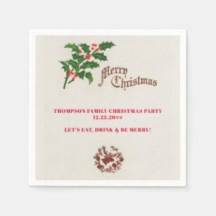 Holly Elegant Festliches Weihnachtsfest Party Serviette