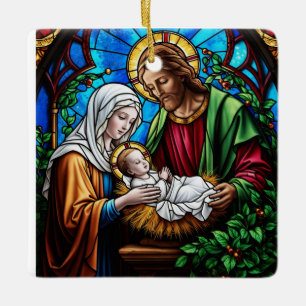 Holly-Familie Kristall-Buntglasbild Keramikornament