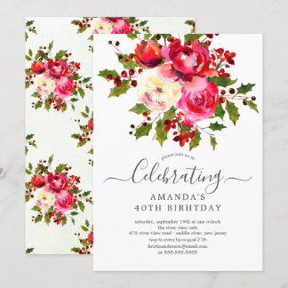 Holly Floral Geburtstagsparty Einladung