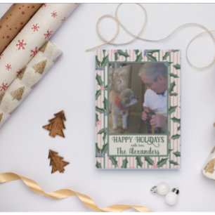 Holly Foto Holiday Card Feiertagskarte