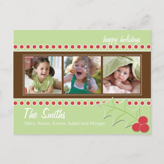 Holly Foto Postcard Feiertagspostkarte (Vorderseite)