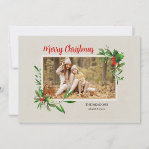 Holly Frame Foto Weihnachtskarte Feiertagskarte