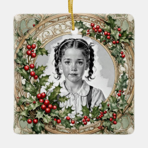 Holly Gerahmt Custom Christmas Foto Square Keramikornament