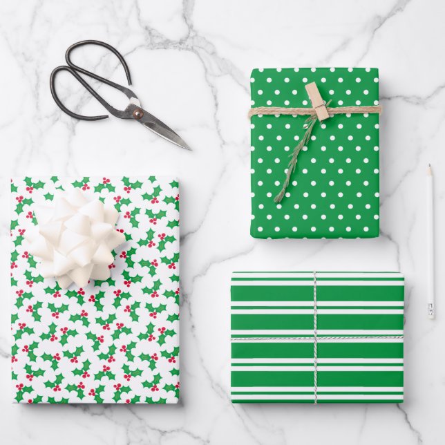 Holly Geschenkpapier Set (Vorderseite)