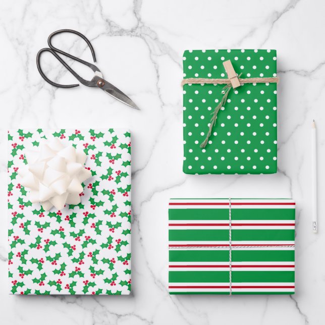 Holly Geschenkpapier Set (Vorderseite)