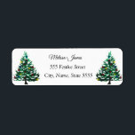 Holly Green Christmas Tree Festival Wedding Label<br><div class="desc">Stilvolle Weihnachtsbaum Hochzeit Rücksendeadressen-Aufkleber. Personalisieren Sie mit Ihrem Namen und Ihrer Adresse. Vintag,  Retro-Aquarell. Schick,  elegant,  einfach zu realisieren.</div>