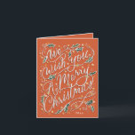 Holly Hand Lettered Wir wünschen Ihnen frohe Weihn Feiertagskarte<br><div class="desc">Anpassen mit einem Jahr (oder entfernen im Editor) passen die Hintergrundfarbe an. Original Schrift von Becky Nimoy. Fotovorlage innen,  auch im Editor entfernen,  wenn gewünscht</div>