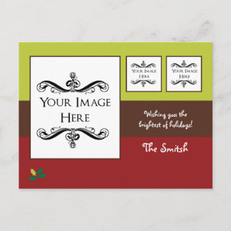 Holly Holiday Postcard mit Ihrem Foto Feiertagspostkarte