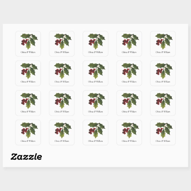 Holly Holiday Wedding Stickers (Blatt)