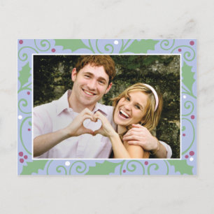 Holly Holiday Winter Blue Foto Postkarte