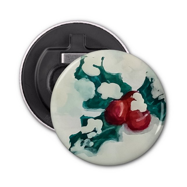 Holly in Snow Flaschenöffner (Vorderseite)