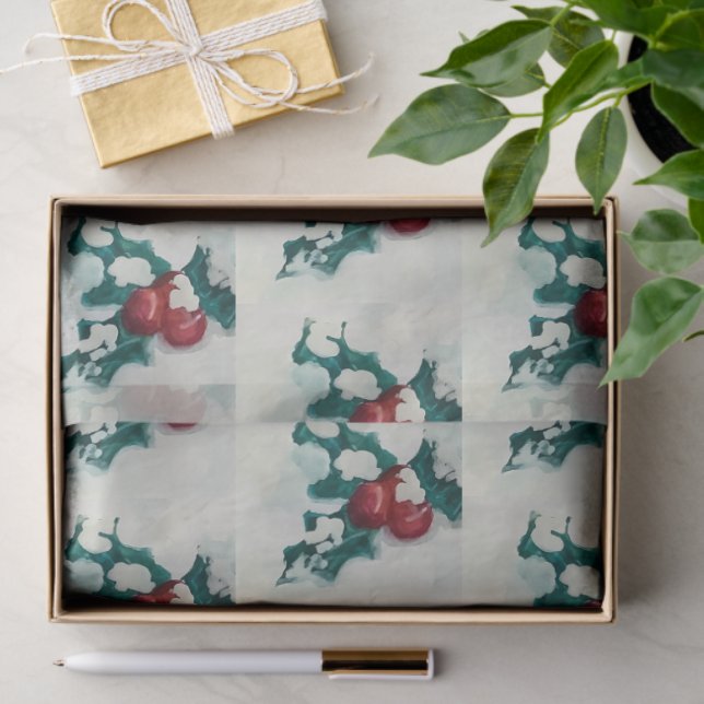Holly in Snow Seidenpapier (Geschenk)