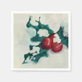 Holly in Snow Serviette