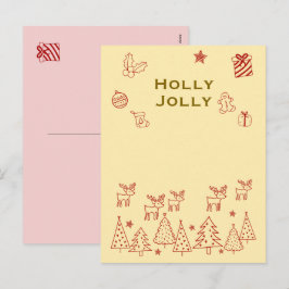 『Holly Jolly』トナカイのかわいいクリスマスカード♡ Feiertagspostkarte
