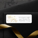 Holly Jolly AF | Shiny Gold Faux Foil Address<br><div class="desc">Tis the season to be Holly Jolly AF with festive pre-printed return address labels! Sophisticated faux metallic gold typography with hand-lettered "Holly Jolly" script and a removable "AF" on a white background. The layout is accented by faux metallic foil calligraphy and star confetti border. Easily add your details in a...</div>